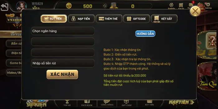 Rút tiền VN123 Win