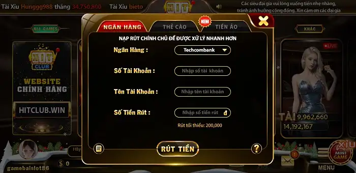 Thanh khoản rút tiền siêu tốc Hitclub.Win